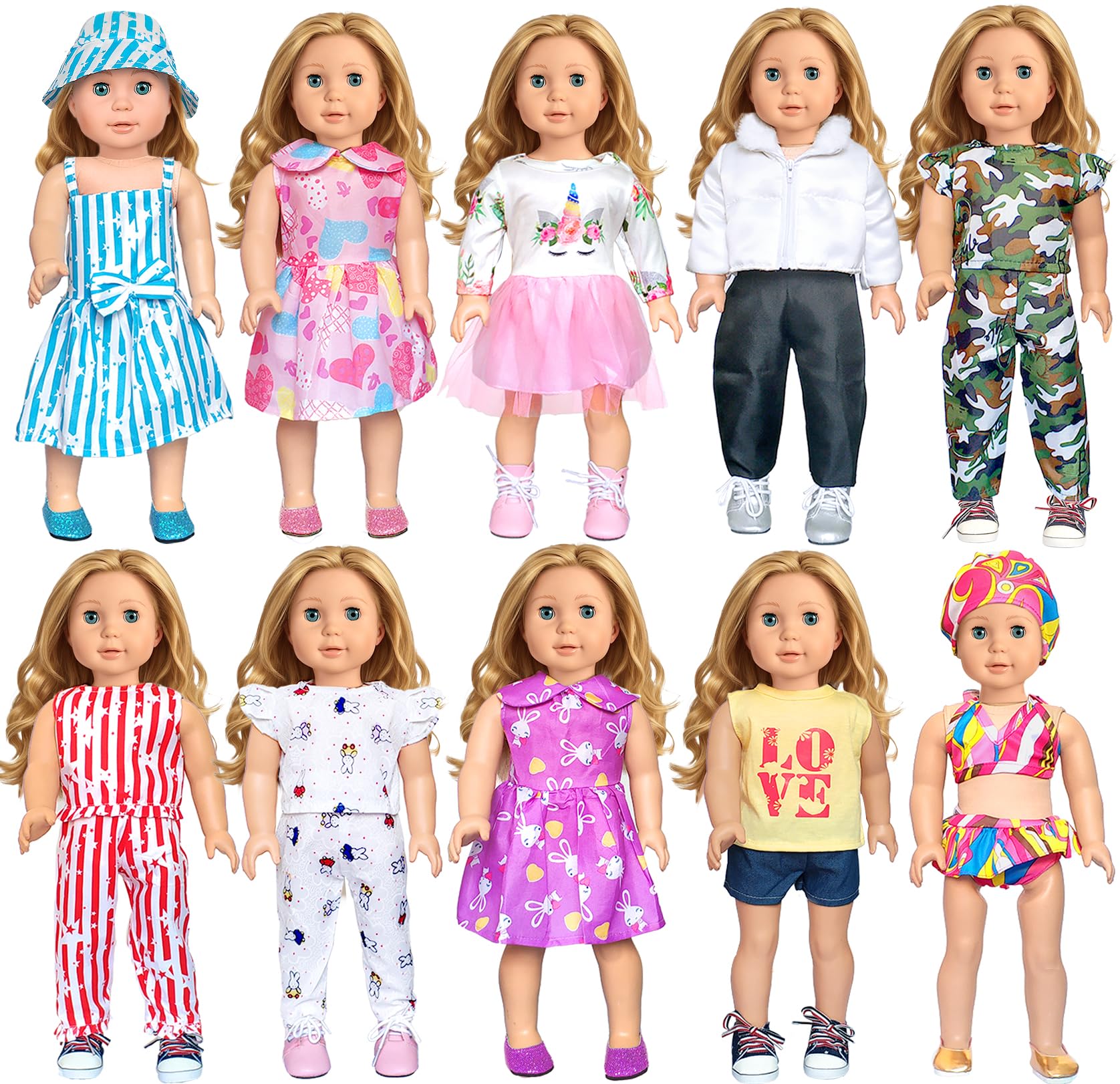 ARTST 18in doll camouflage set for imaginative dress-up play and mix-and-match fun