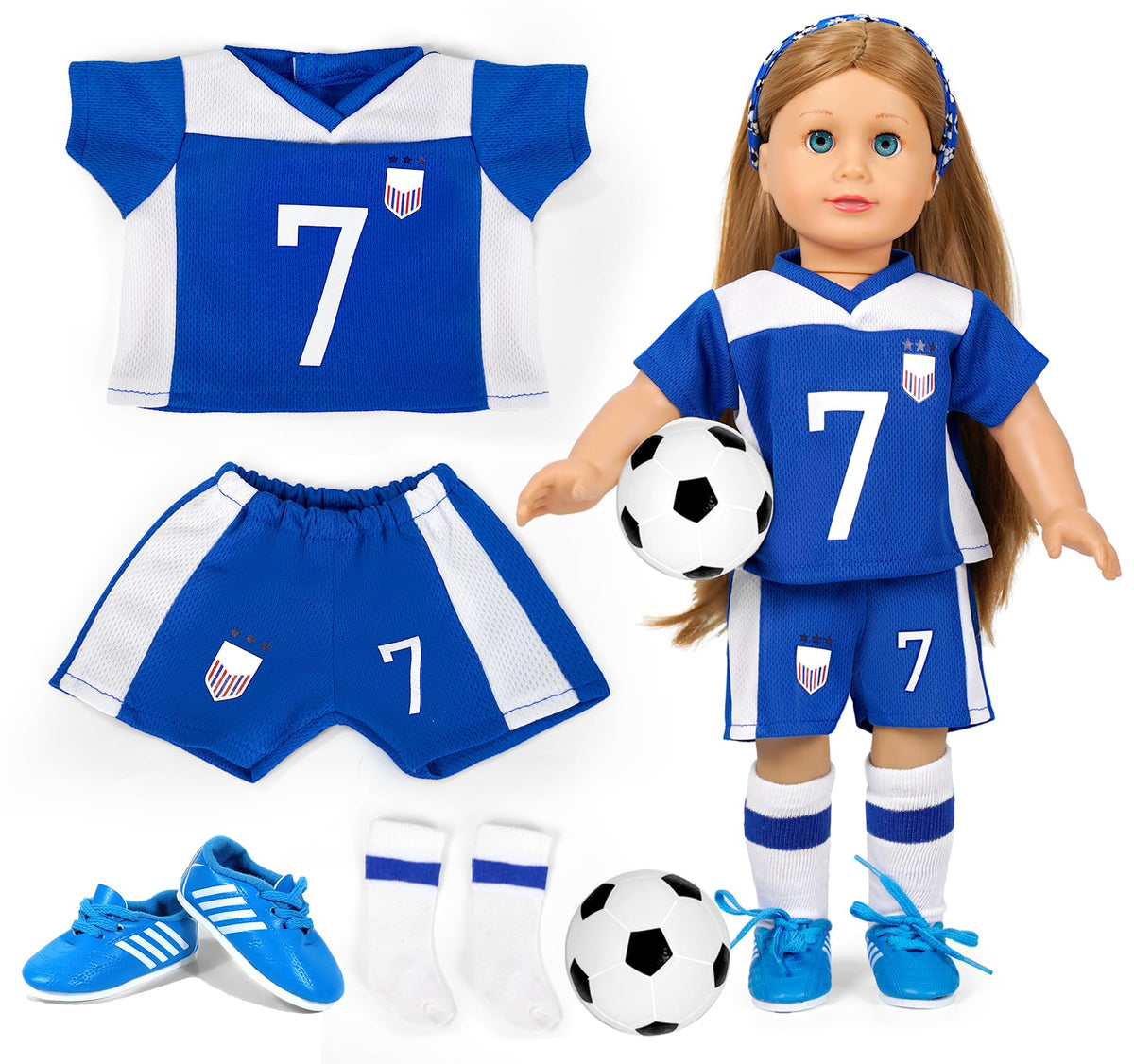 ARTST American 18-inch doll soccer shirt with breathable fabric for comfortable play