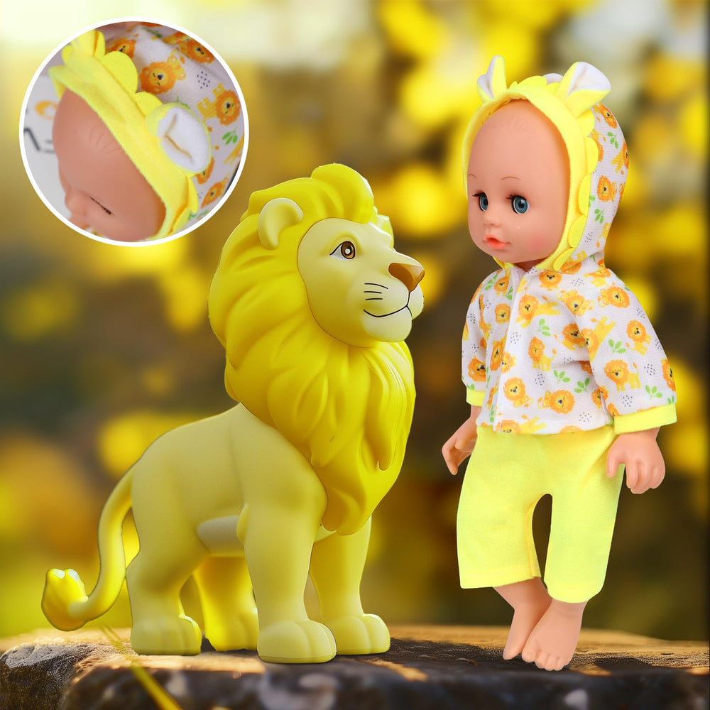 ARTST lion doll outfit for 12-inch dolls, sturdy Velcro closures.