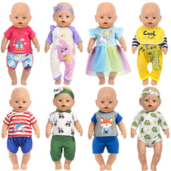 ARTST baby doll clothes 8-piece set with pajamas and headbands for easy dressing and imaginative play.