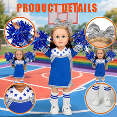 ARTST Cheer Uniform doll outfit pom-poms with stars enhance visual appeal and fun