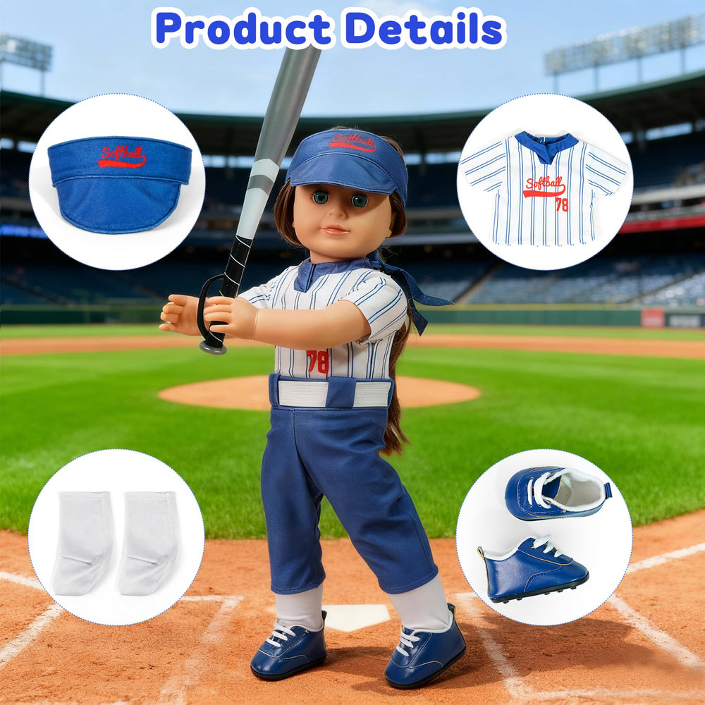 ARTST softball uniform doll outfit pants with Velcro enable quick, easy changes