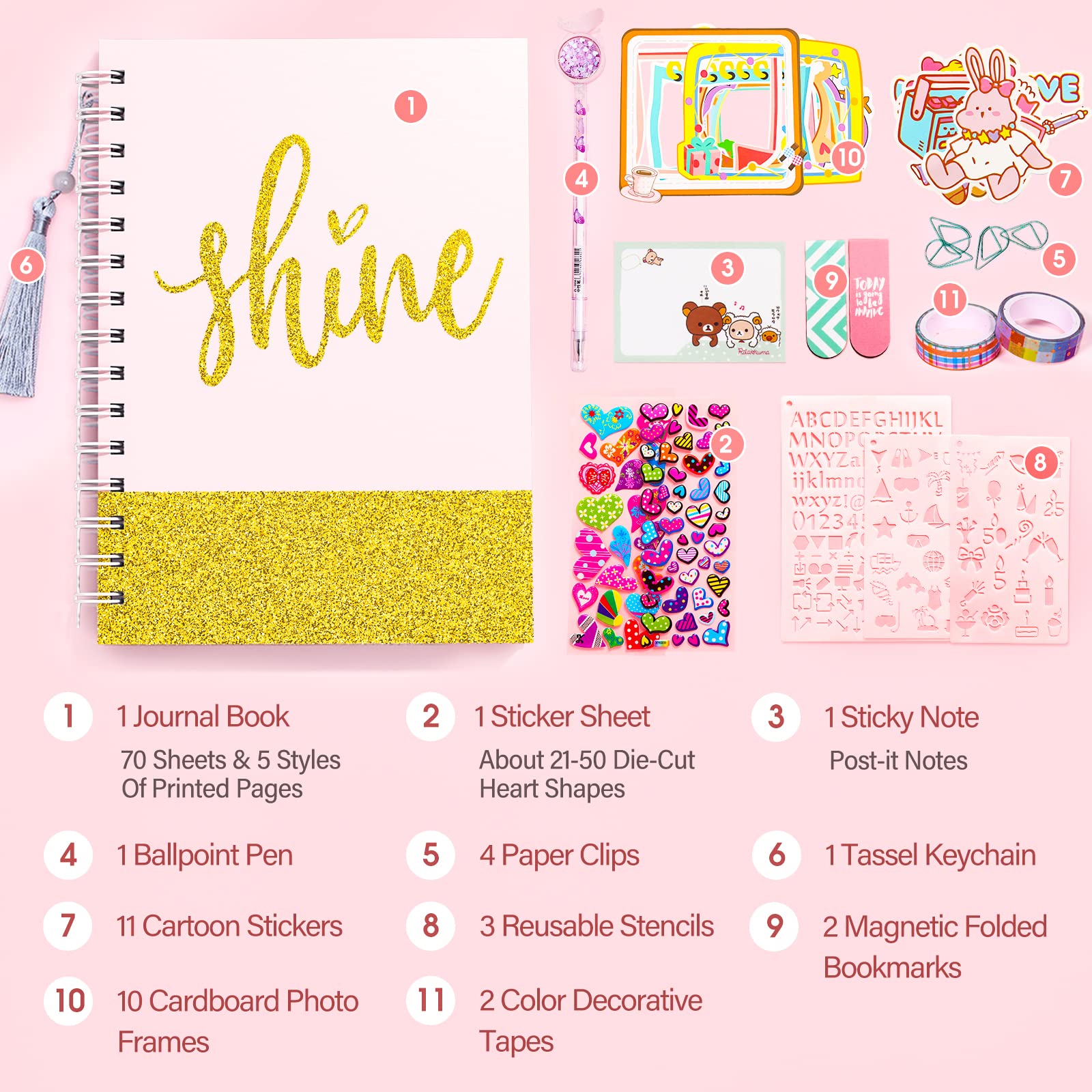 Arulis DIY Journal Kit stickers image showing heart-shaped decals for scrapbook fun.