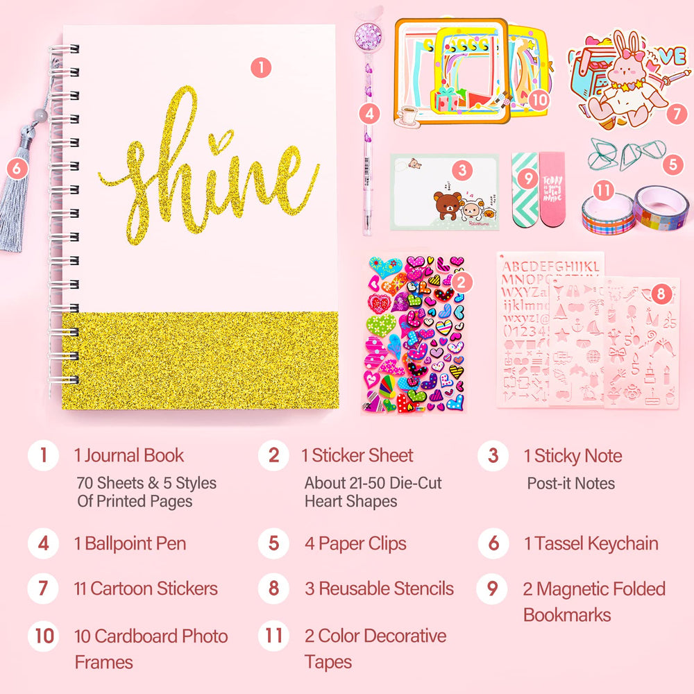 Arulis DIY Journal Kit stickers image showing heart-shaped decals for scrapbook fun.