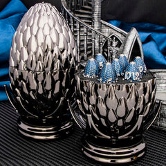 ARUOHHA complete D4-D% metal dice set fits in dragon egg shell