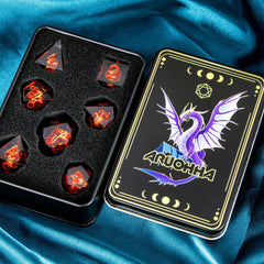 ARUOHHA resin dice with metal box for durable storage and travel