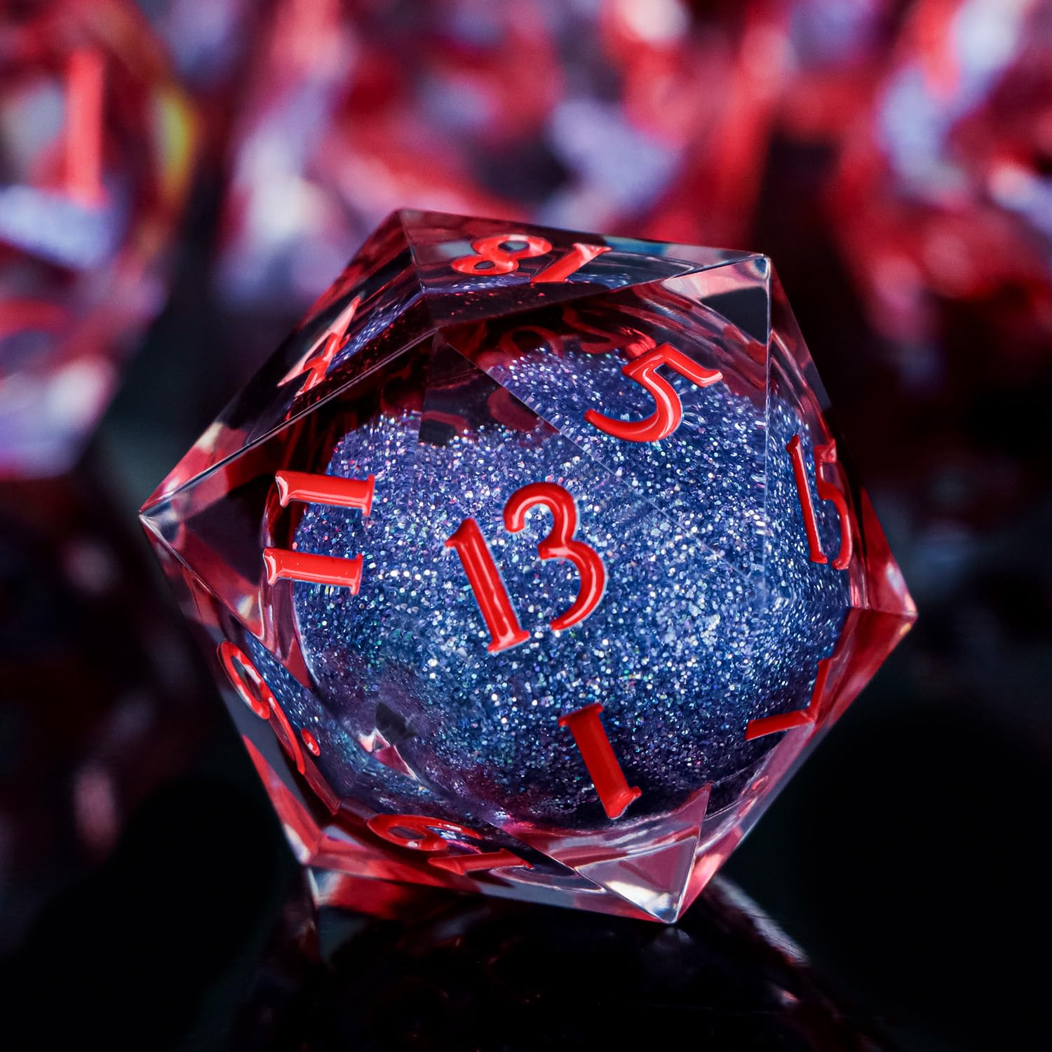 ARUOHHA Liquid Core D&D D10 blood dice showing flowing core