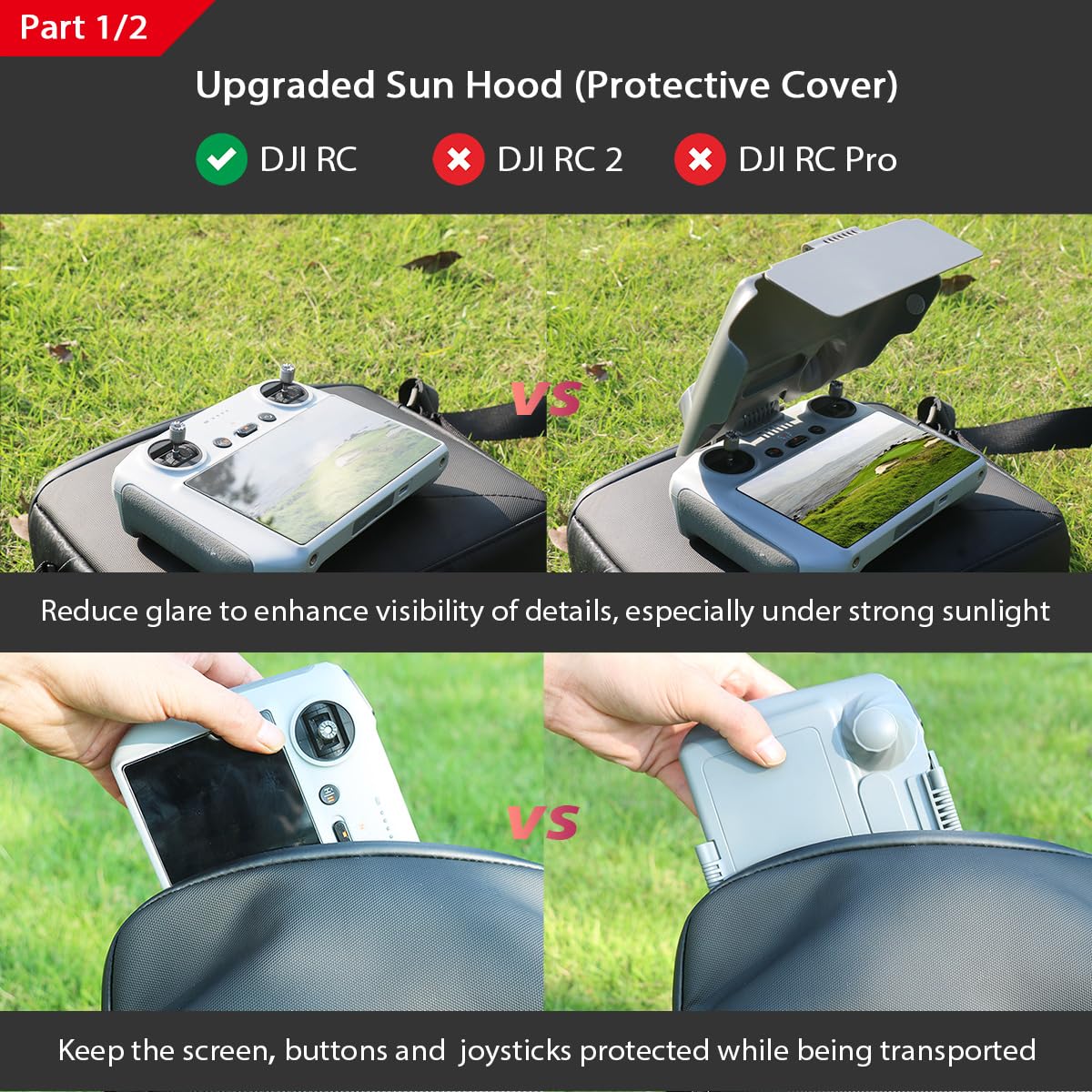 Arzroic 180-degree sun hood angle supports flexible framing outdoors