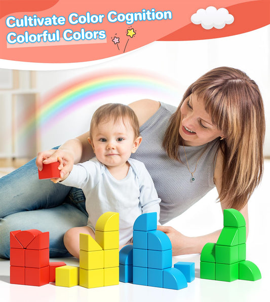 Asago 36pcs magnetic blocks set, vibrant colors fuel imaginative construction and color-matching play.