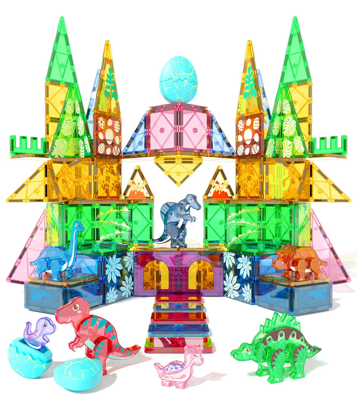 Asago dinosaur tiles set hero for imaginative building and storytelling with magnetic bricks