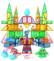 Asago dinosaur tiles set hero for imaginative building and storytelling with magnetic bricks