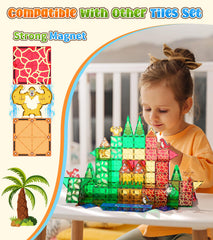 Asago dinosaurs magnetic tiles showcase a Godzilla figure for bold construct play.
