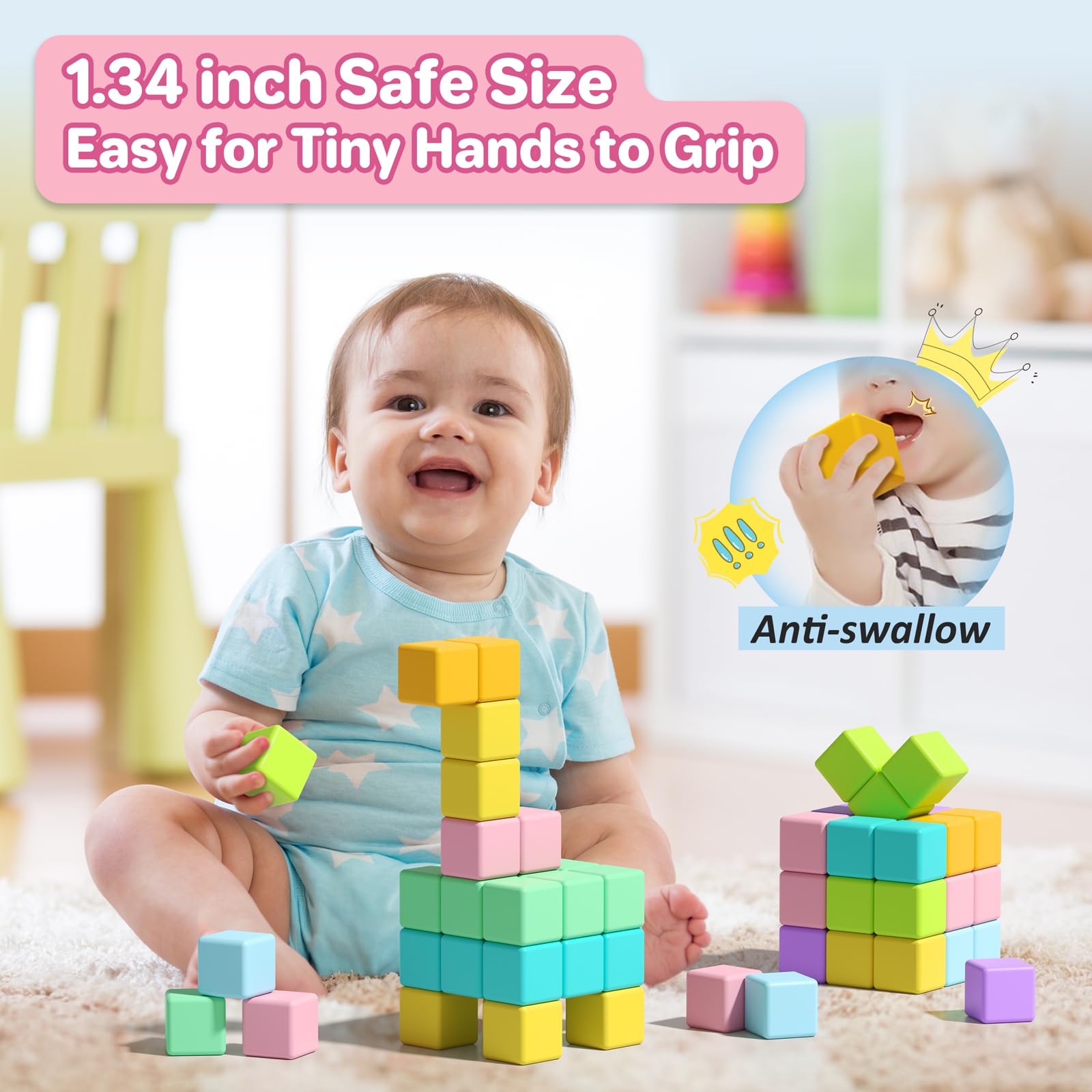 Asago magnetic blocks with durable magnets keep towers stable during play.