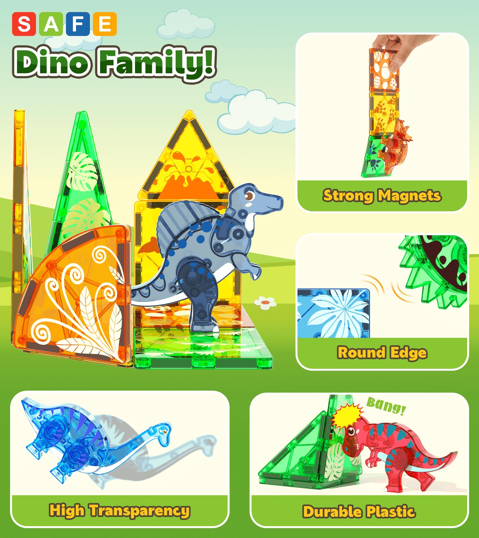 Asago animal sculptures built from magnetic tiles for imaginative play