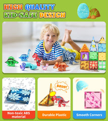 Asago stem toy dinosaur habitat exploring colors, shapes, and textures while building