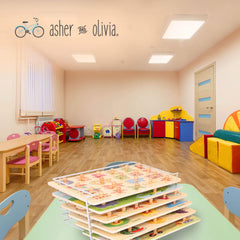 Asher and Olivia puzzle rack keeps play area organized after sessions