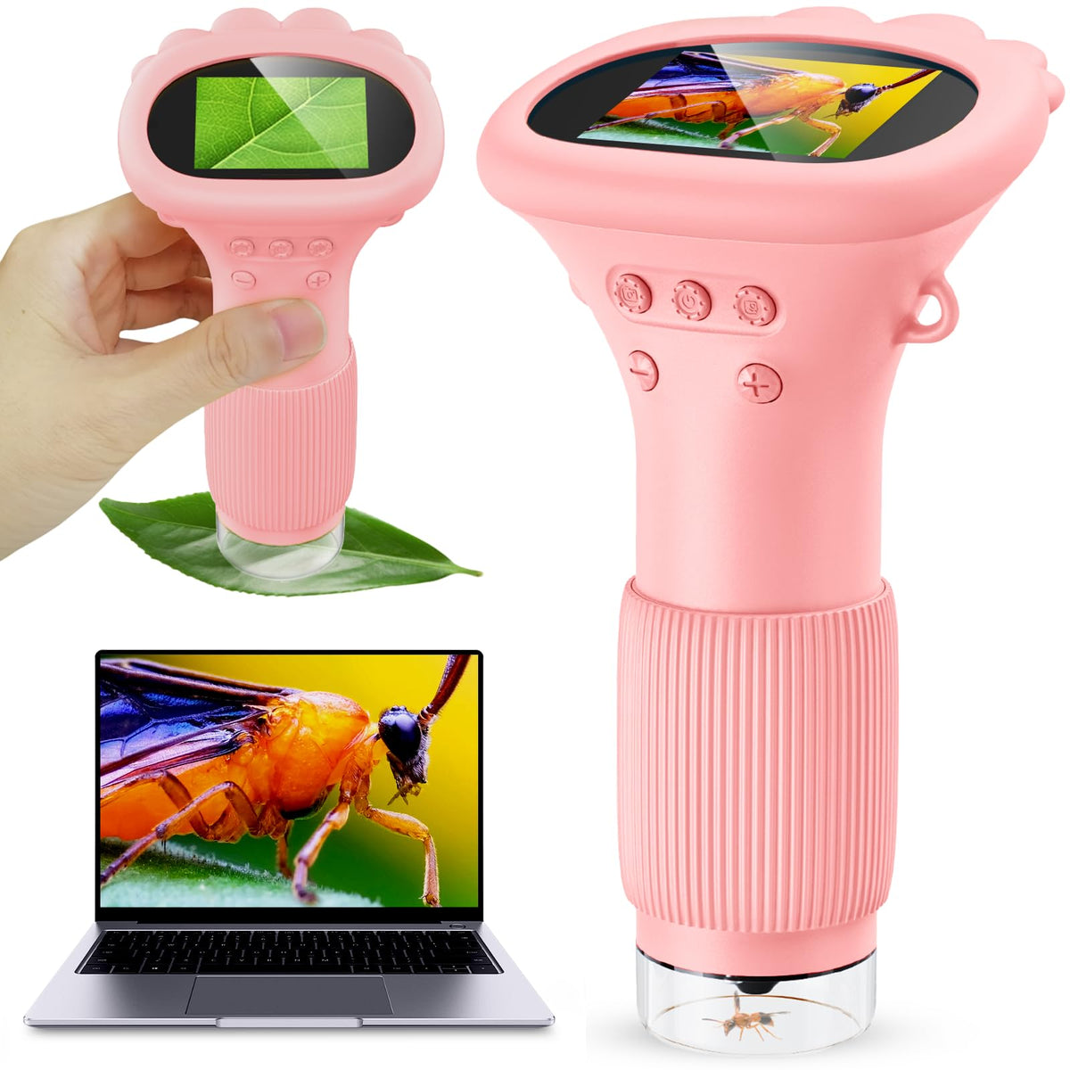 Ashfly kids microscope with digital screen for close-up viewing of tiny specimens.