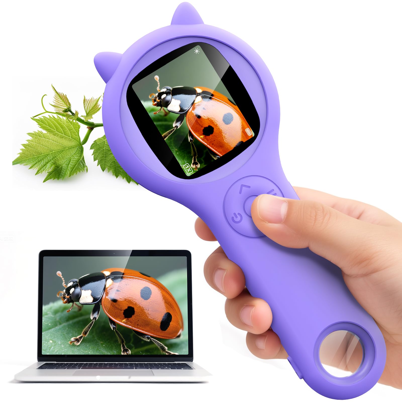 Ashfly Kids Microscope with a 2-inch screen offers clear real-time viewing.