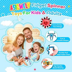 ASIOWELY fidget spinner with six transformable chains and playful expressions.