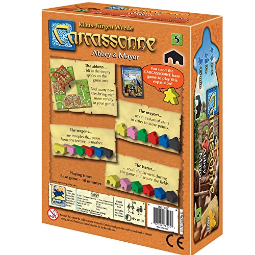 Asmodee Carcassonne Abbey and Mayor expansion mayor figure for city control and tactical play