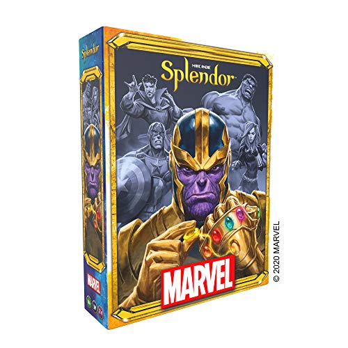 Asmodee Marvel Splendor hero and gem layout promoting strategic planning.