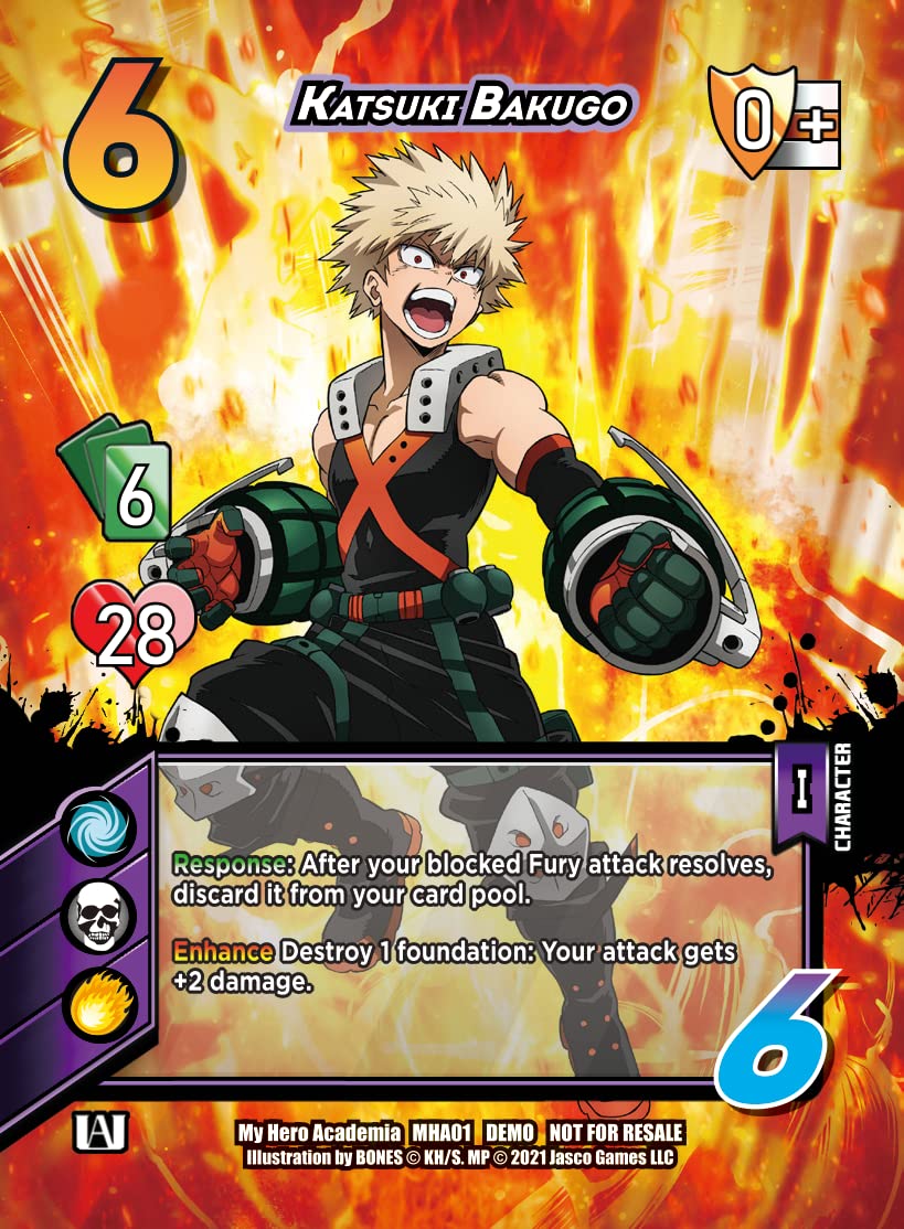 Asmodee My Hero Academia CCG deck icons for quick reference.