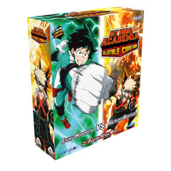 Asmodee My Hero Academia CCG two-player duel on tabletop.