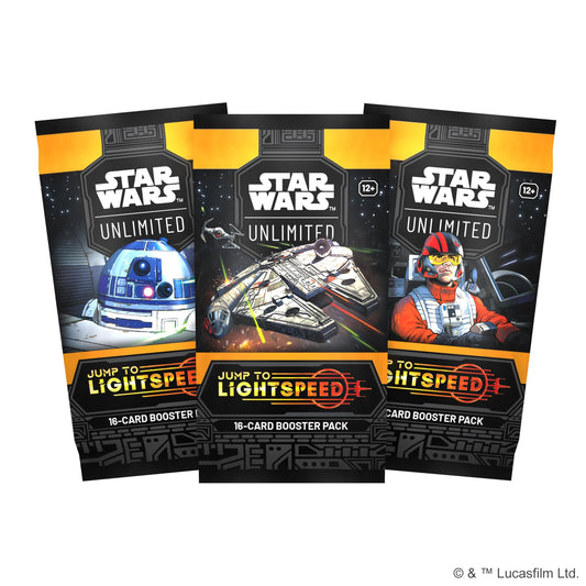 Asmodee Star Wars Unlimited Jump to Lightspeed boosters closeup revealing fresh cards for battles
