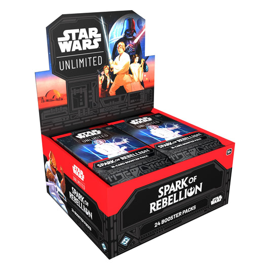 Asmodee Star Wars Unlimited Spark of Rebellion booster display box for expanding your collection.