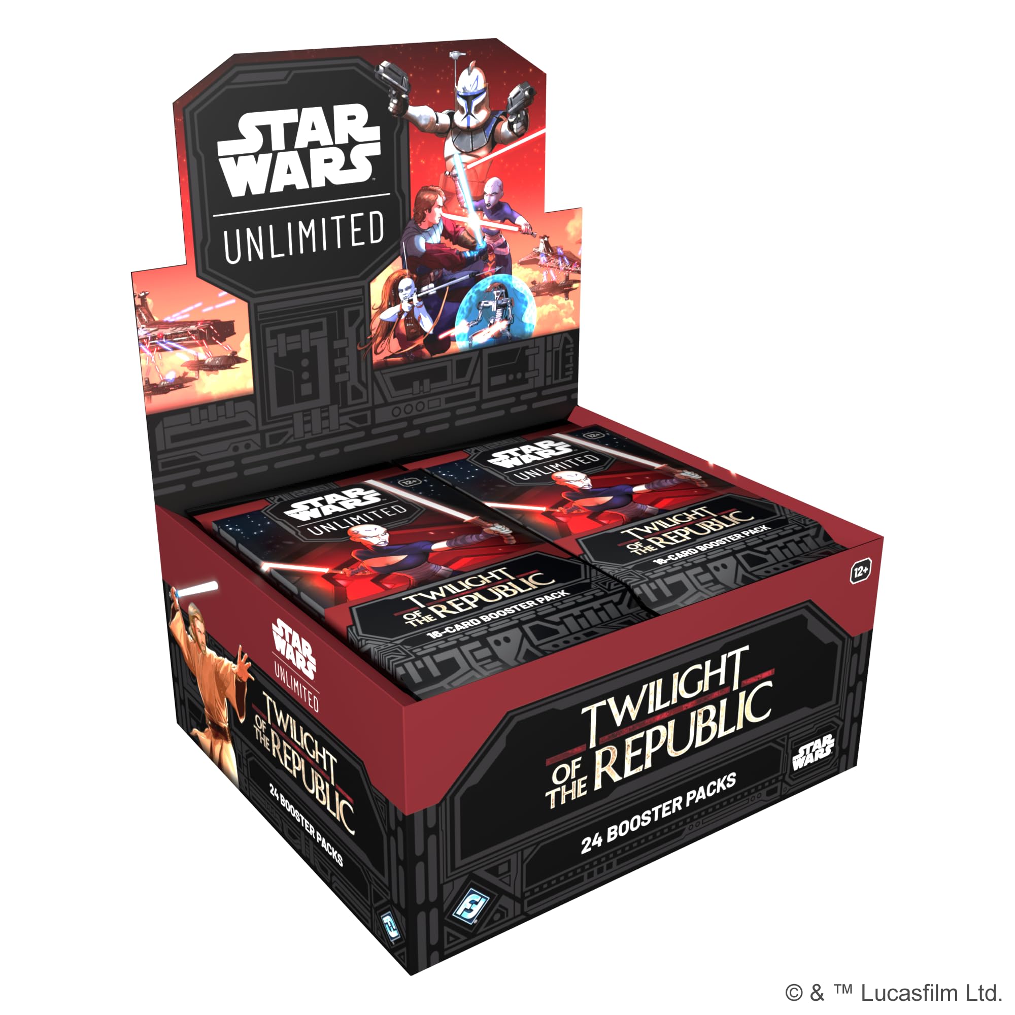 Asmodee Star Wars Unlimited Twilight booster display shows 24 packs for fast collection and play.