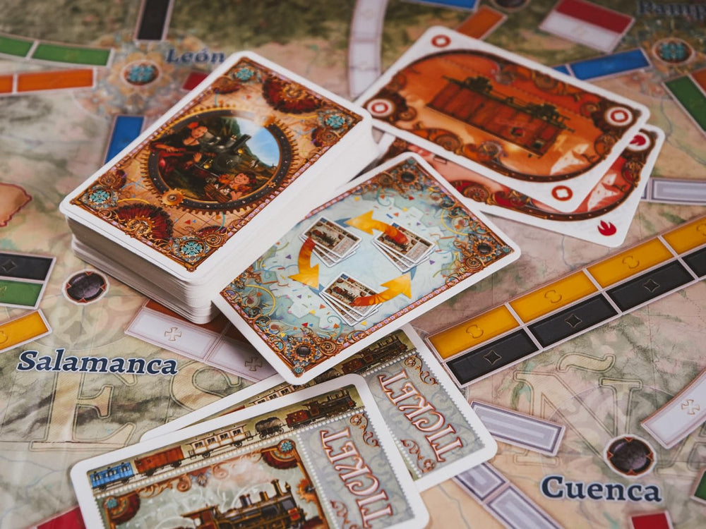 Asmodee Ticket to Ride high speed train bonus token in focus.