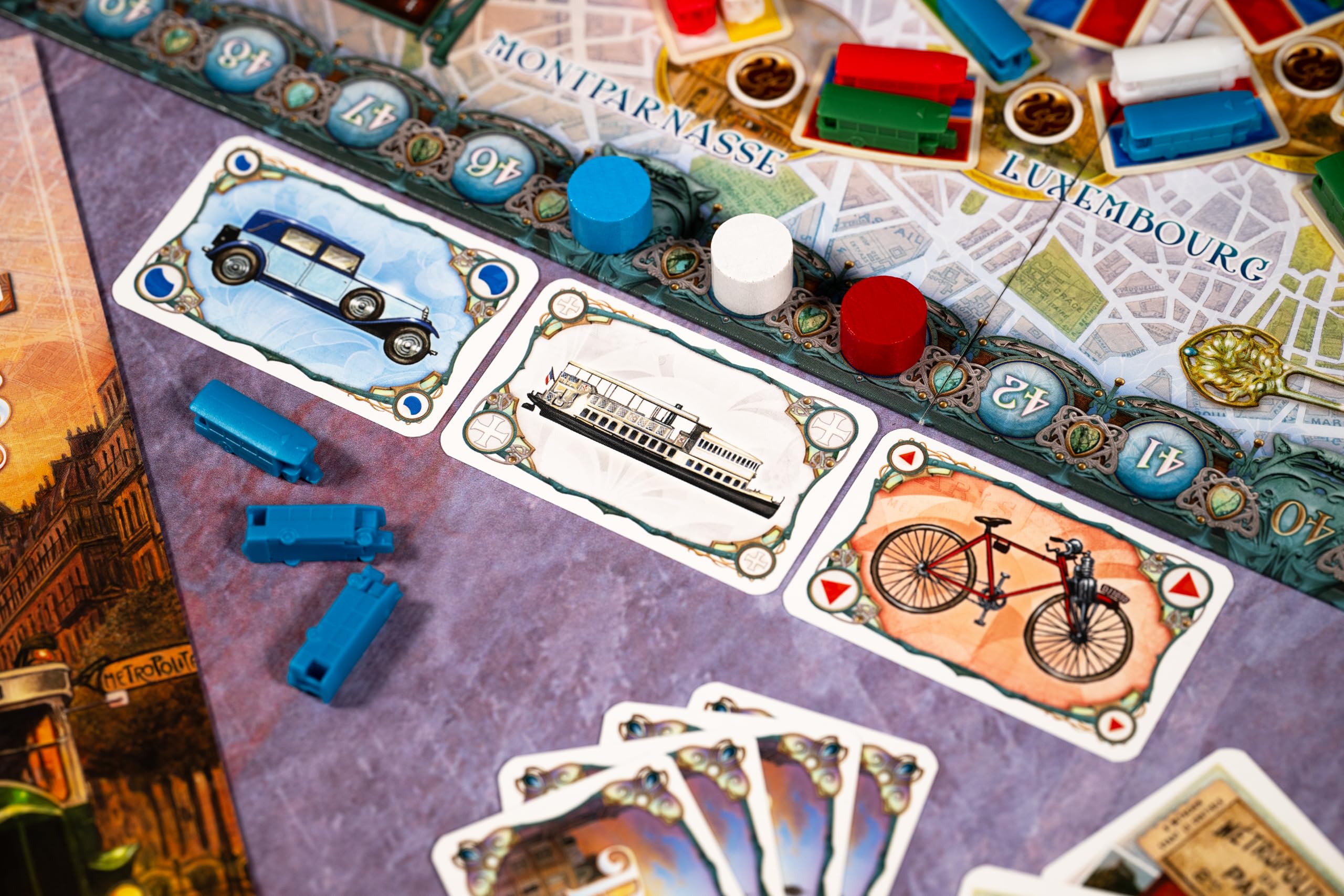 Asmodee Ticket to Ride Paris detailed buses for period authenticity