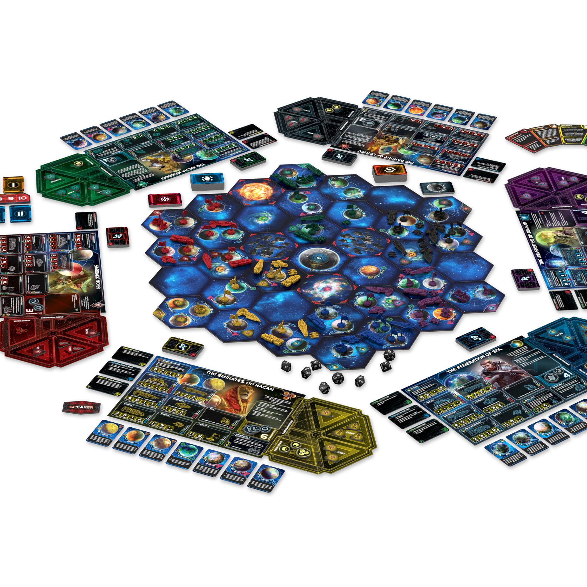Asmodee Twilight Imperium 4e faction cards, diverse civilizations fuel varied play.
