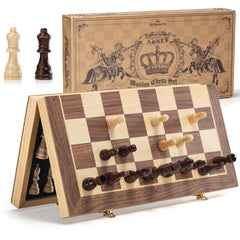 ASNEY chess board top view shows sturdy wood and strong magnets