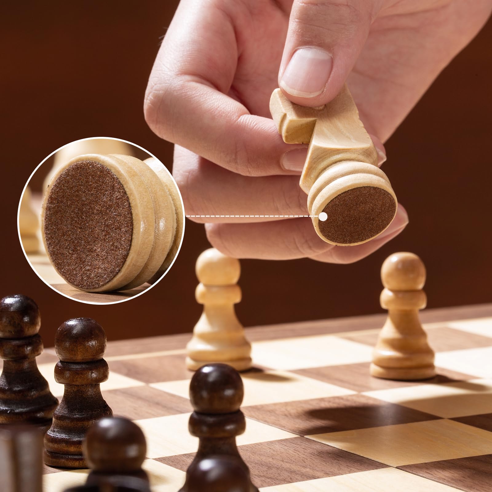 ASNEY wooden Staunton chessmen crafted from Dutch wood