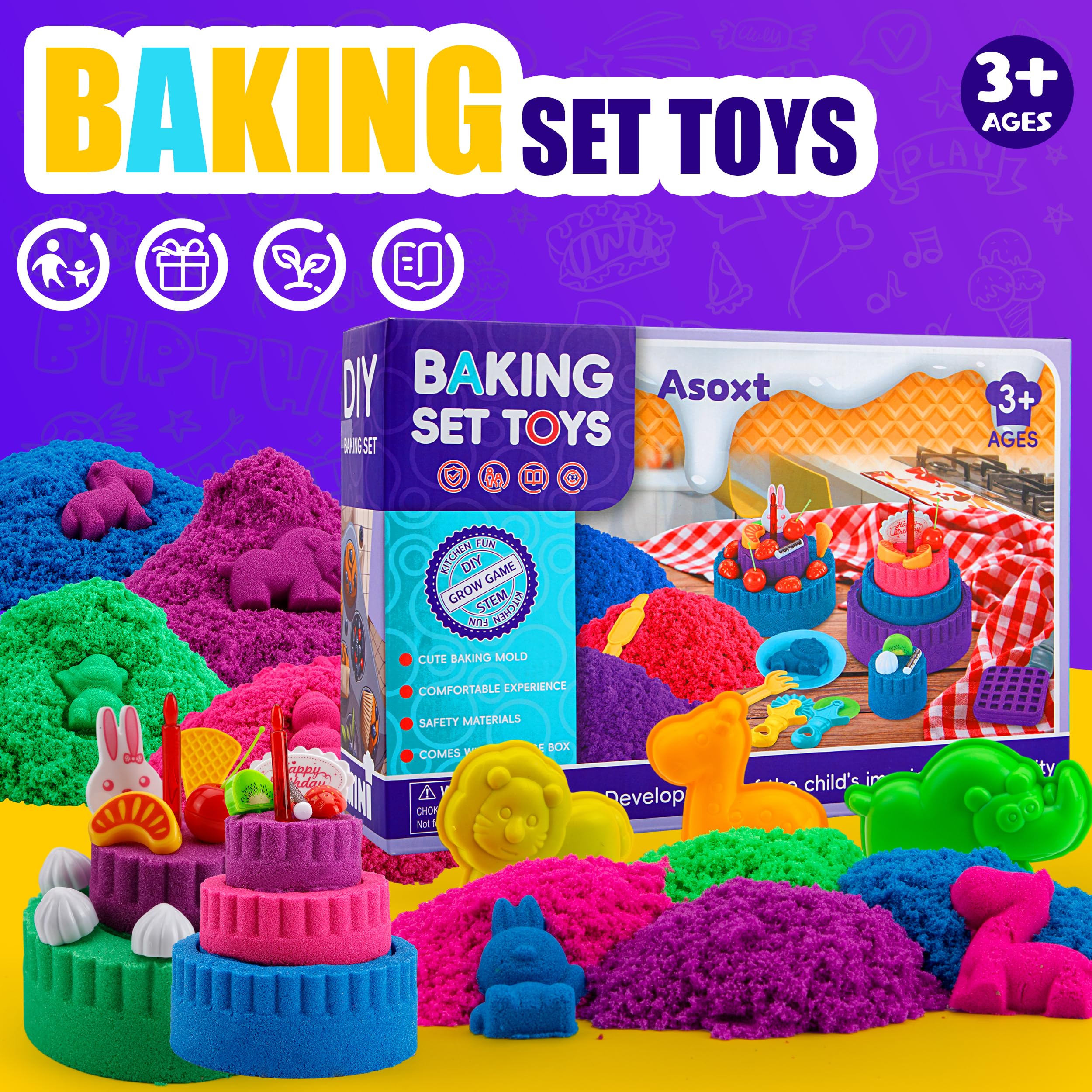 Asoxt Sensory Bin Color Sand Palette demonstrates bright hues for creative scenes.