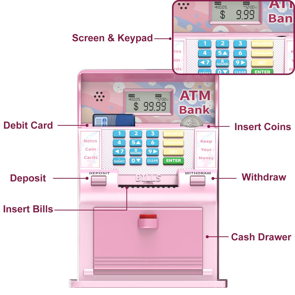 ASRIO ATM piggy bank balance screen displaying current funds