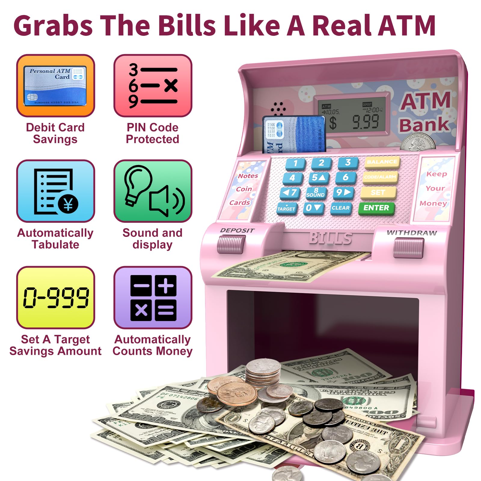 ASRIO ATM piggy bank savings goal visualization with progress indicator