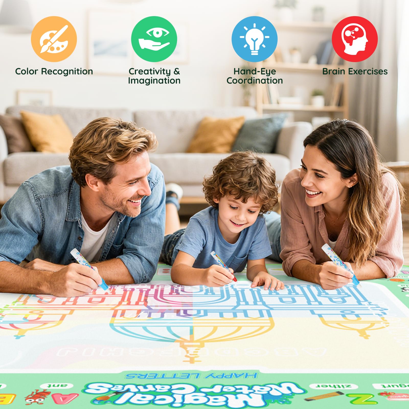Assark water absorption tray keeps surfaces clean during doodling sessions.