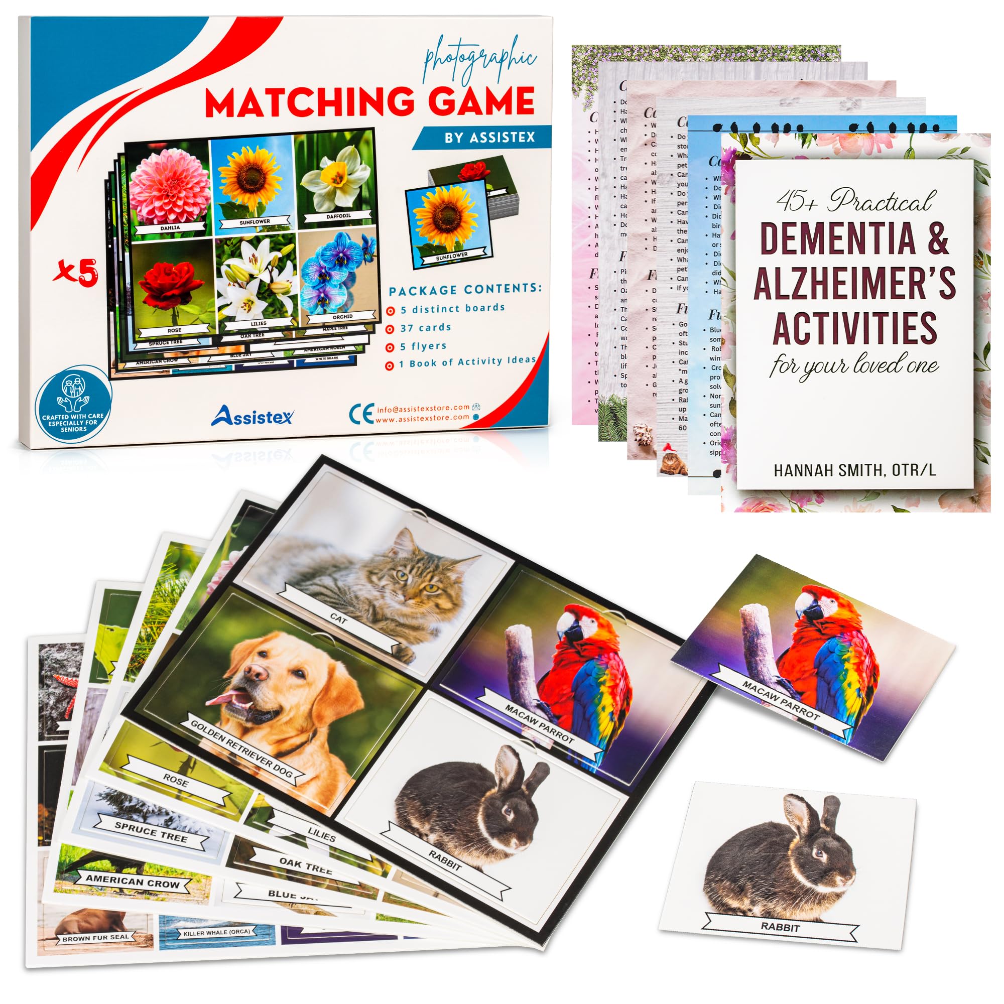 Assistex Matching Game Board Flowers: engaging visual activity for seniors' memory and focus