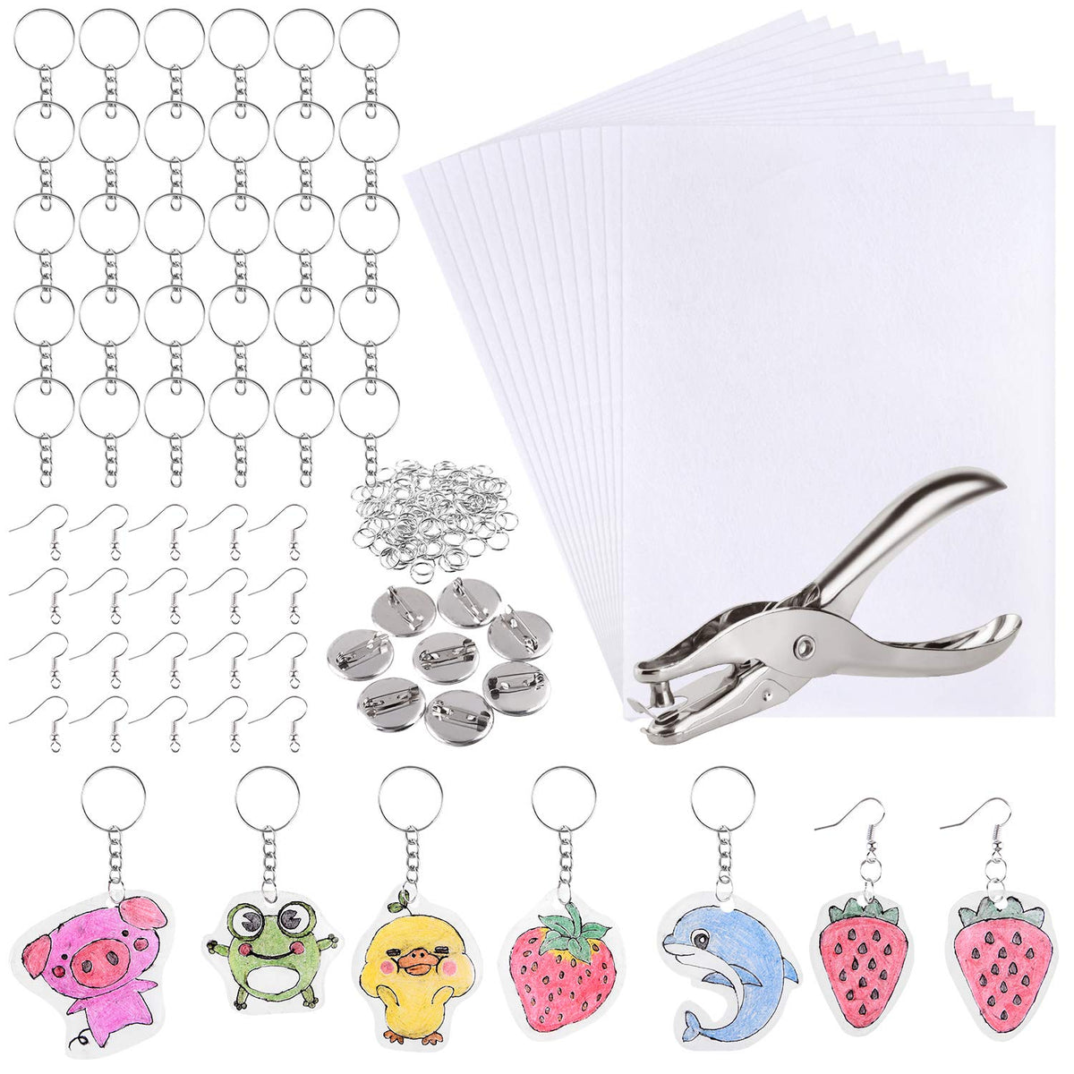 ASTARON 181pcs shrinking sheets kit overview for DIY crafts and kids' art.