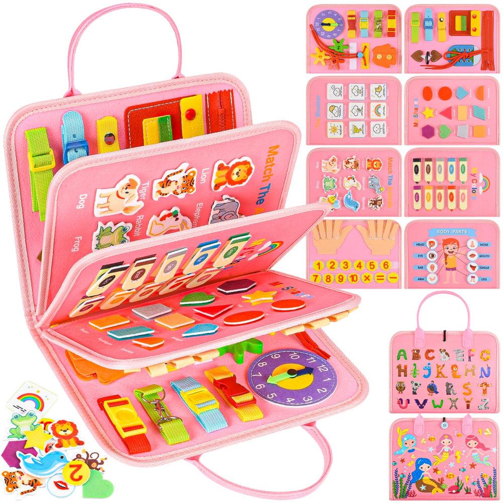 Asten Busy Board 25-in-1 pages engages curious toddlers with varied activities