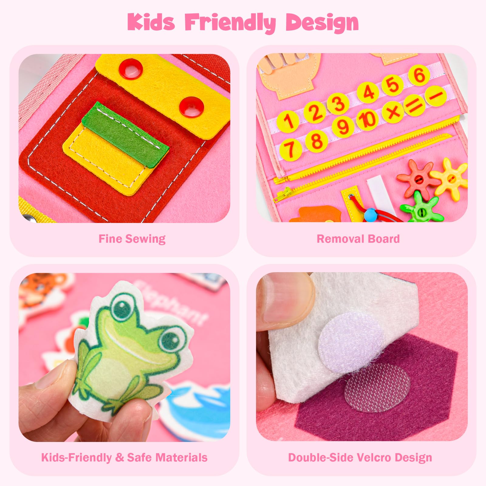 Asten Busy Board soft felt materials are safe for little hands