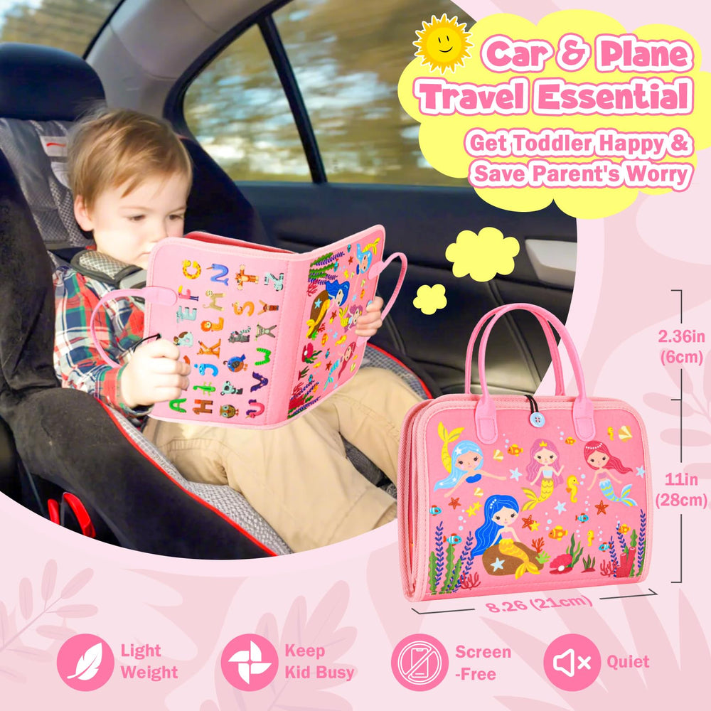 Asten Busy Board travel-ready design fits bags for on-the-go play
