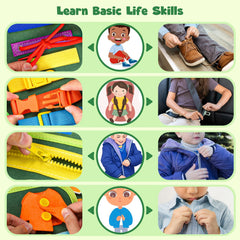 Asten Busy Board zipper and button pages boost problem-solving and coordination.