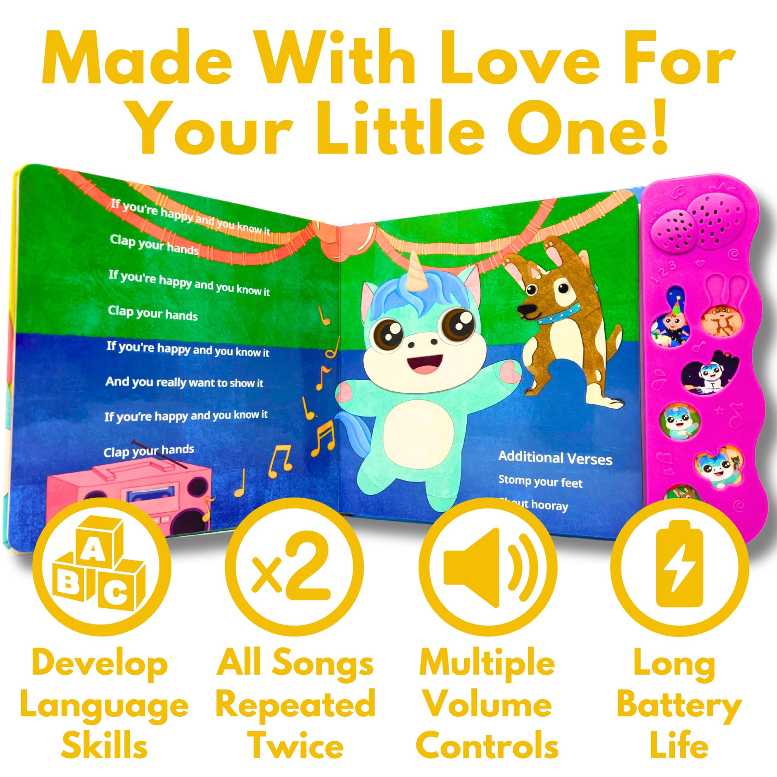 Astro Learns English front-facing speakers showcase full-length songs for early learning.