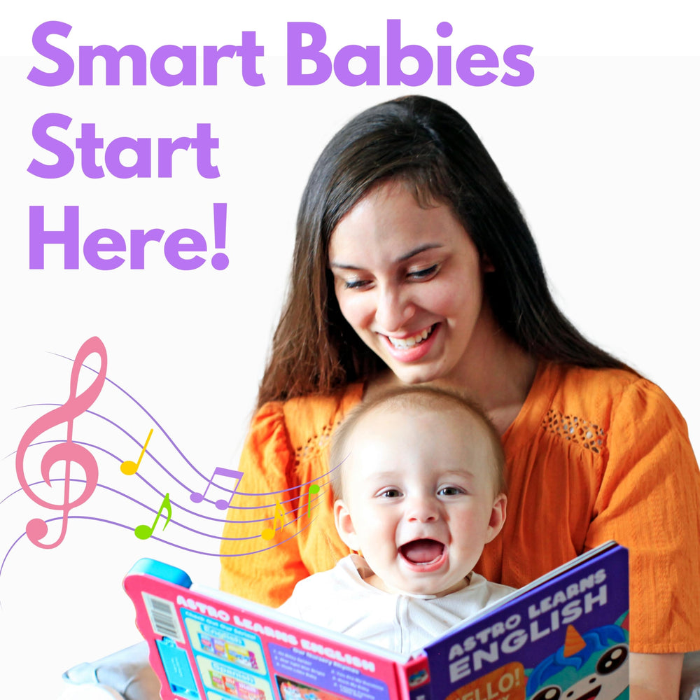 Astro Learns English interactive sound book open for hands-on play and learning