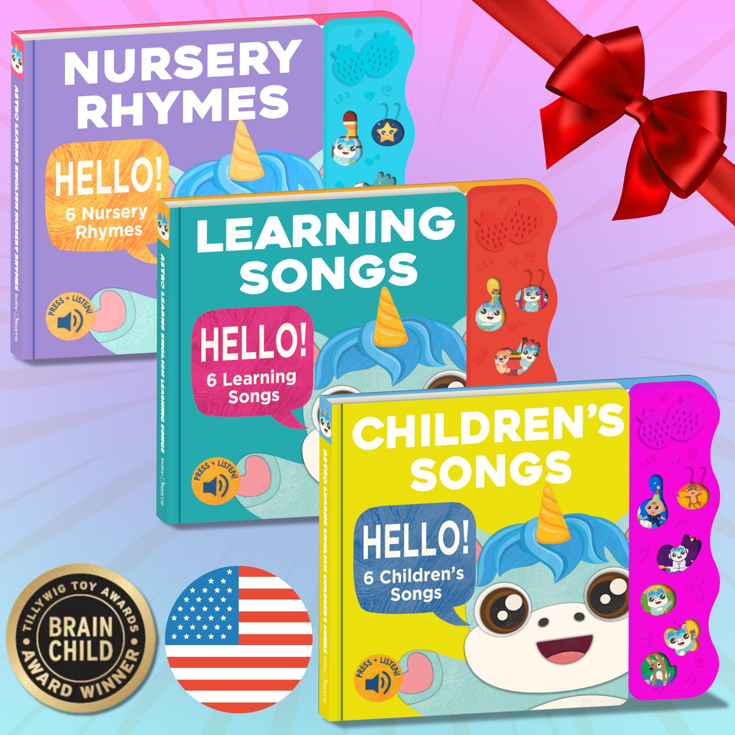Astro Learns English songs played twice for easy repetition.