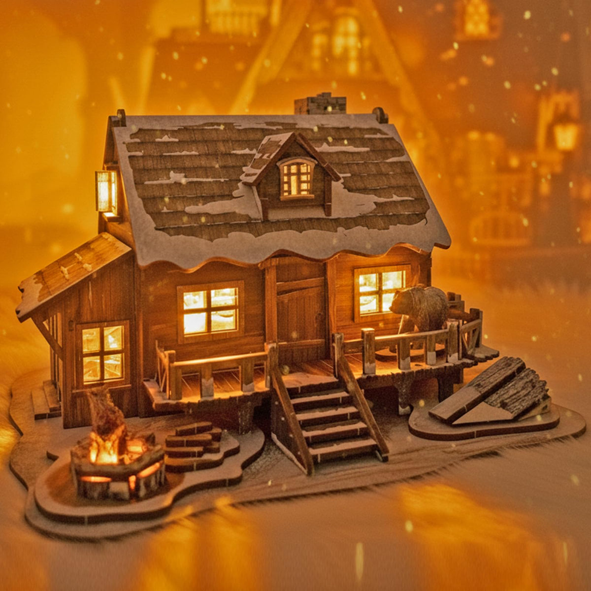 Astshun&co winter cabin puzzle front view for cozy display