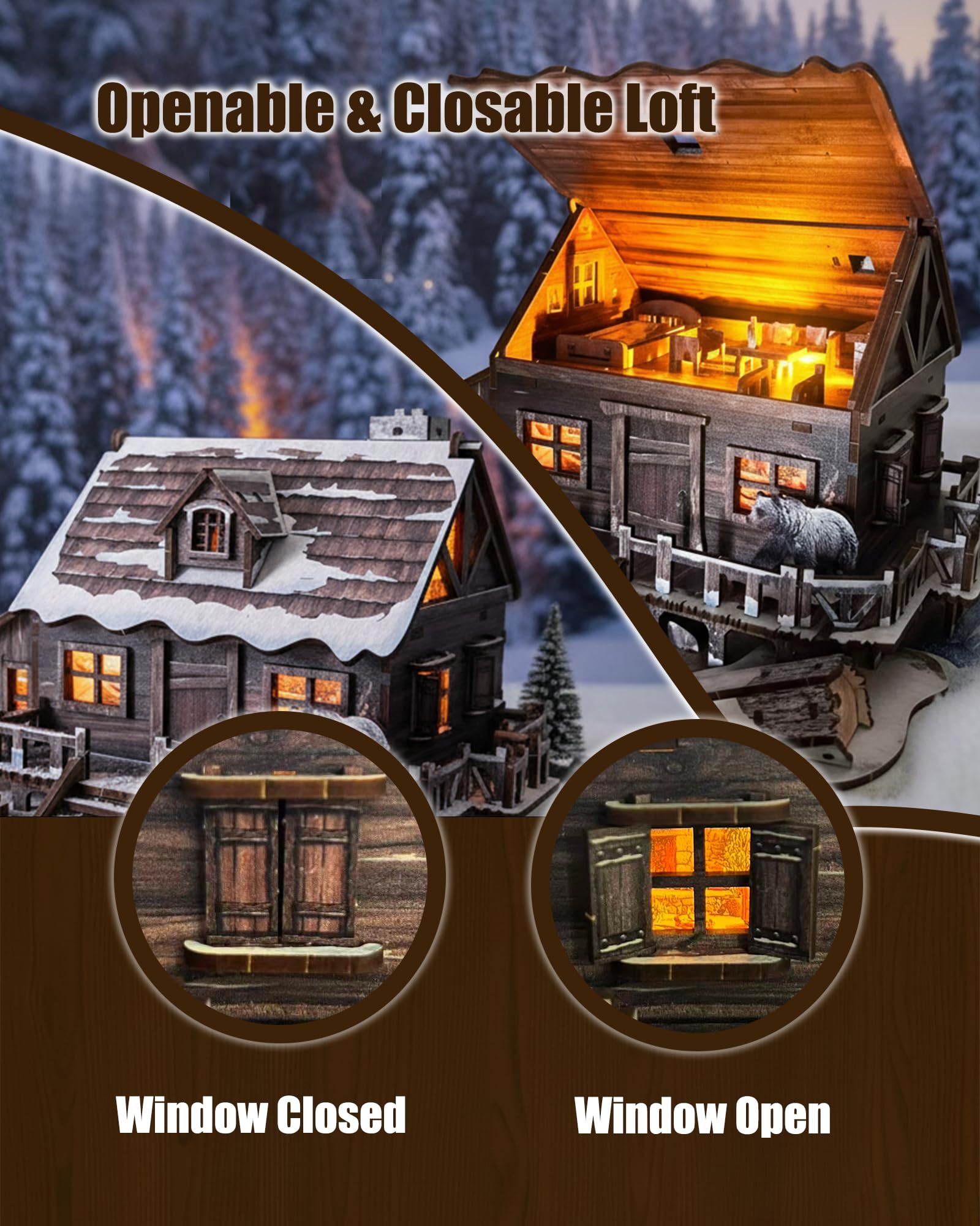 Astshun&co winter cabin puzzle cozy interior during assembly